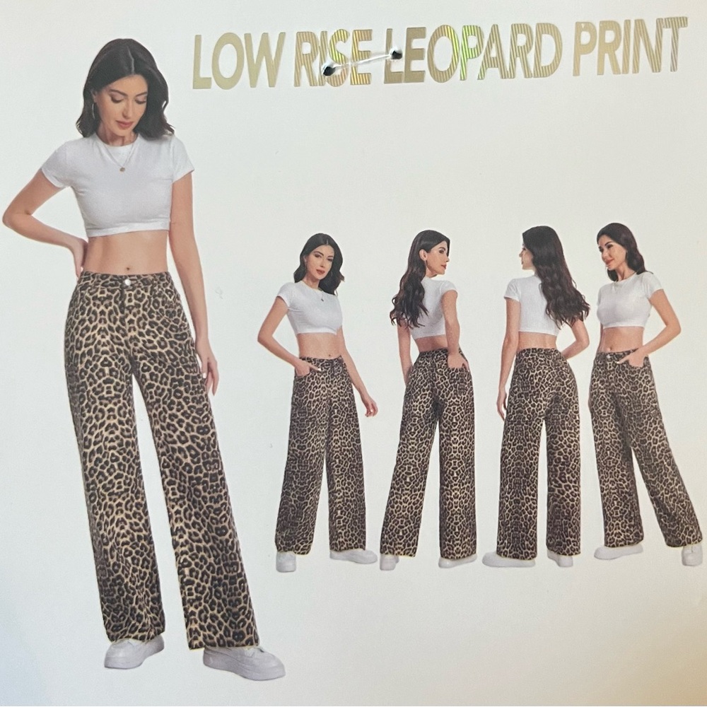 NWT Low Rise Leopard Print Jeans